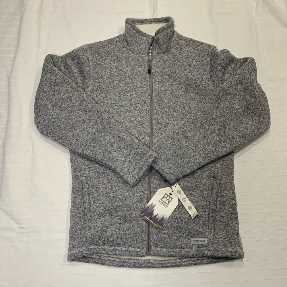 Men’s Avalanche Fleece Jacket. Size S. Gray Color Outside. Cream Color Inside.